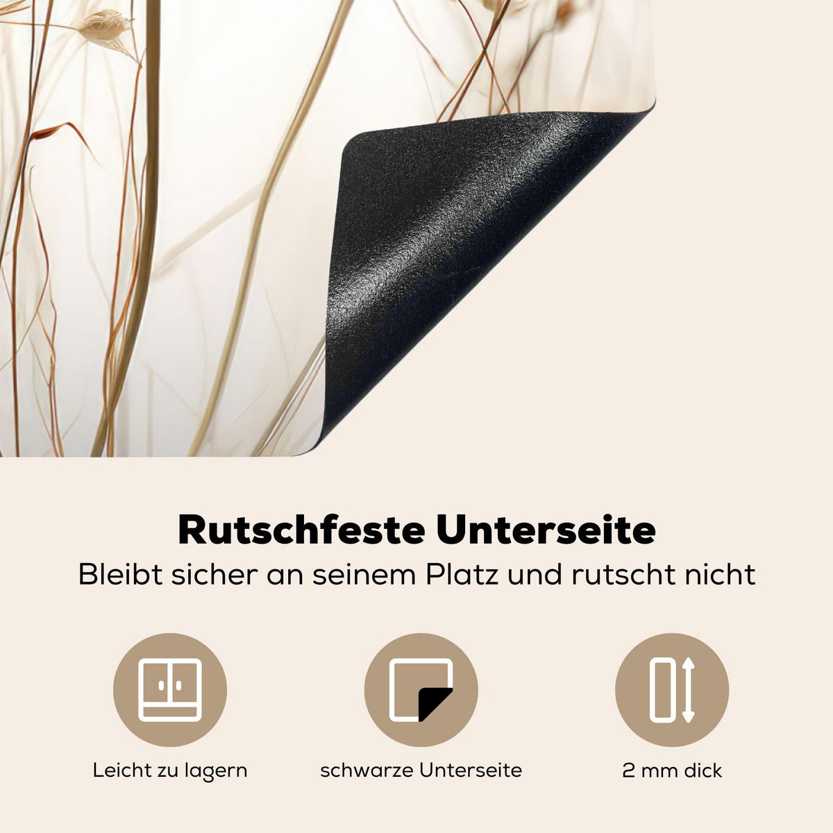 HERDABDECKPLATTE Blumen - Weiß - Sonnenlicht Ceranfeldabdeckung 76x51.5 cm - Ecru, Kunststoff (76/51.5/0.2cm) - MuchoWow