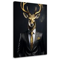 WANDBILD hirschtiere im anzug - Goldfarben, Textil (80/120cm) - Feeby