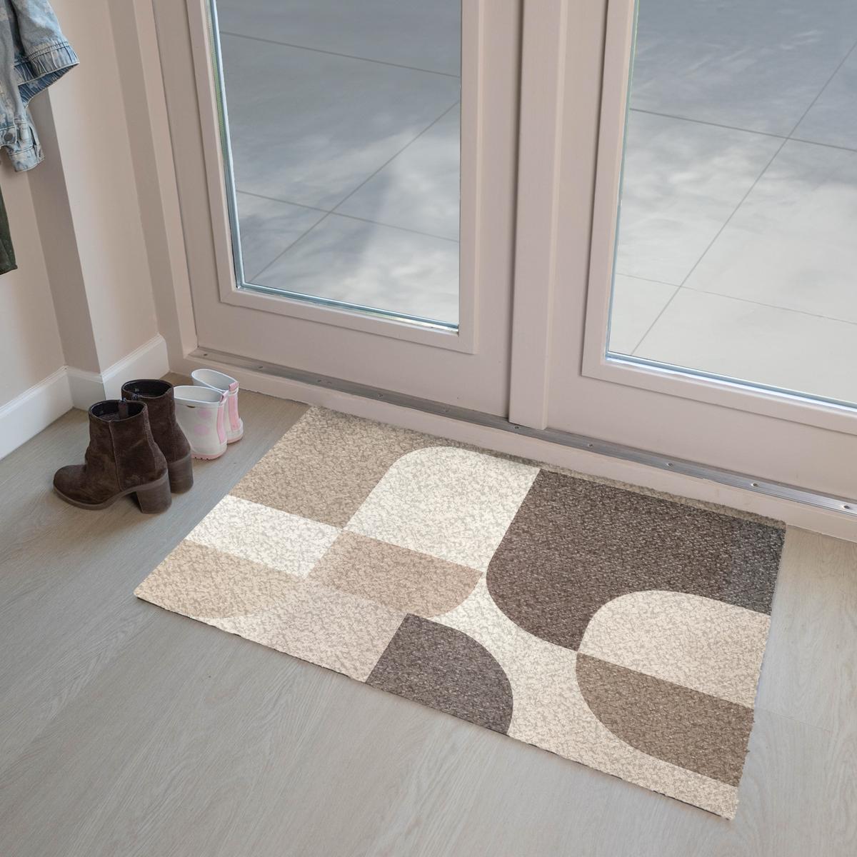 FUSSMATTE Geometrisch - Gewebte Struktur - Modern Fußabtreter 90x60 cm - Beige, Kunststoff (90/0.4cm) - MuchoWow