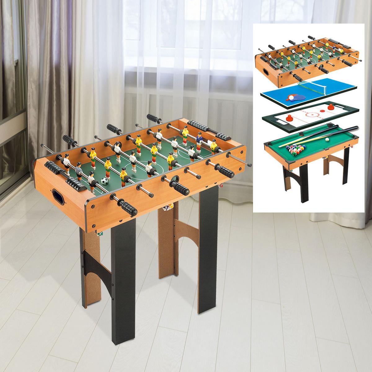 4-IN-1 Mini Multispieltisch mit Tischfußball Tischhockey Tischtennis Billard - Multicolor, Holzwerkstoff (78/92cm) - HOMCOM