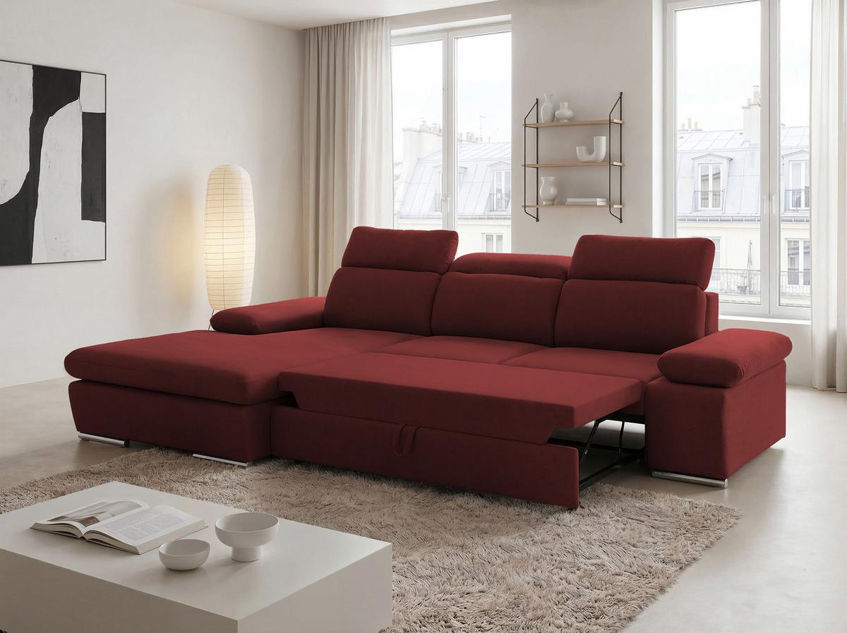 ECKSOFA PABLO mit Schlaffunktion und Bettkasten Rot - Rot, Holzwerkstoff/Kunststoff (250/90cm) - Idohome