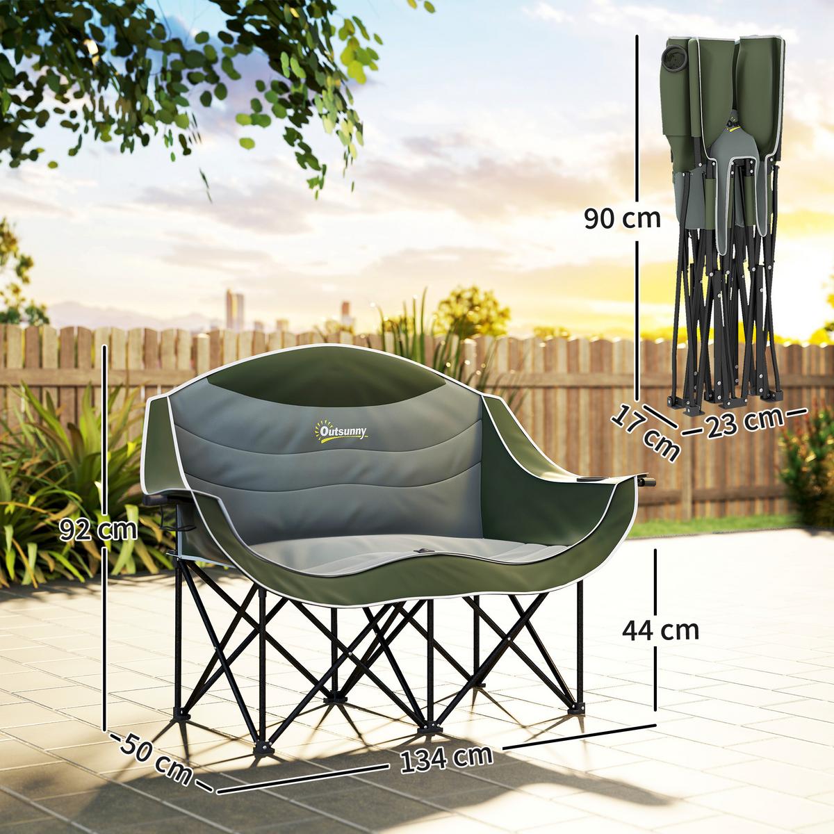 CAMPINGSTUHL Metall Oxfordstoff Grün - Grün, Textil/Metall (50/90/143cm) - Outsunny