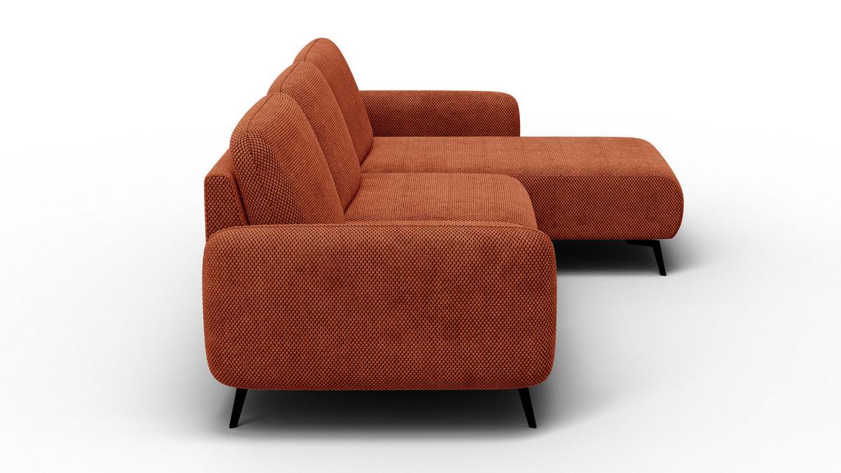 ECKSOFA FEBE 4-Sitzer rechts, dunkelorange - Dunkelorange/Schwarz, Holz/Textil (264/157cm) - Wozimo