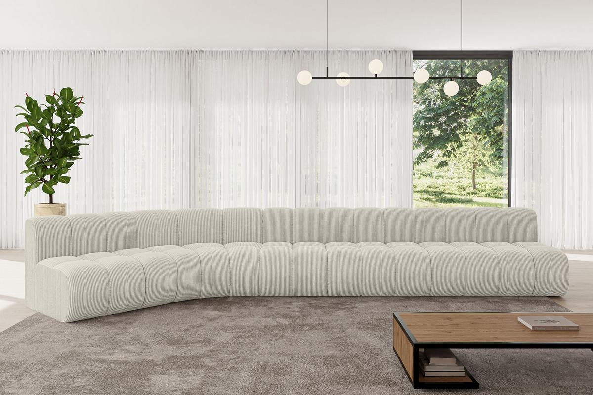ECKSOFA modulares Sofa Montra-L3 - 472x174x70 cm Creme - Hellgrau/Creme, Holzwerkstoff/Textil (472/174cm) - ALTDECOR