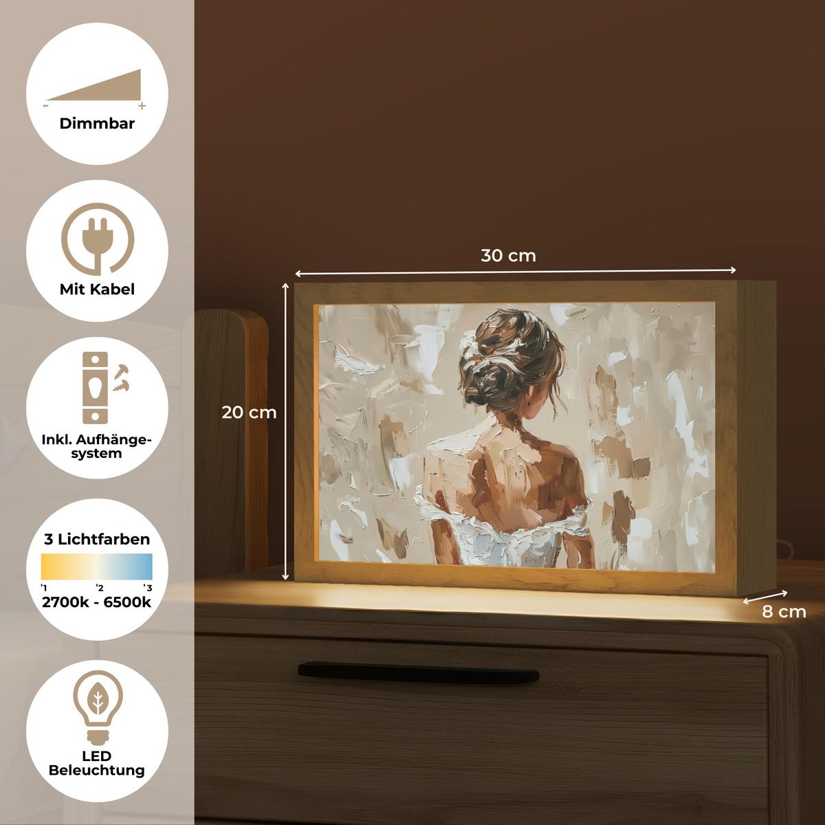 WANDLEUCHTE Frau - Farbe - Abstrakt - Beige - Modern 30x20 cm - Hellbraun, Holzwerkstoff (30/20/8cm) - OnlyWow