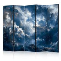 PARAVENT Einseitig Bedruckter 5-tlg 225x172 cm Sterne Wolken - Blau, Holz/Textil (225/172/3cm) - Muralo