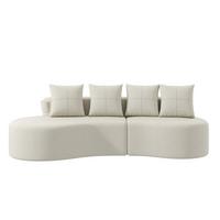 3-SITZER SOFA leinenstoff farbwahl mit getränkehalter & seitentaschen - Beige, Textil (240/63/109cm) - Urban Meuble