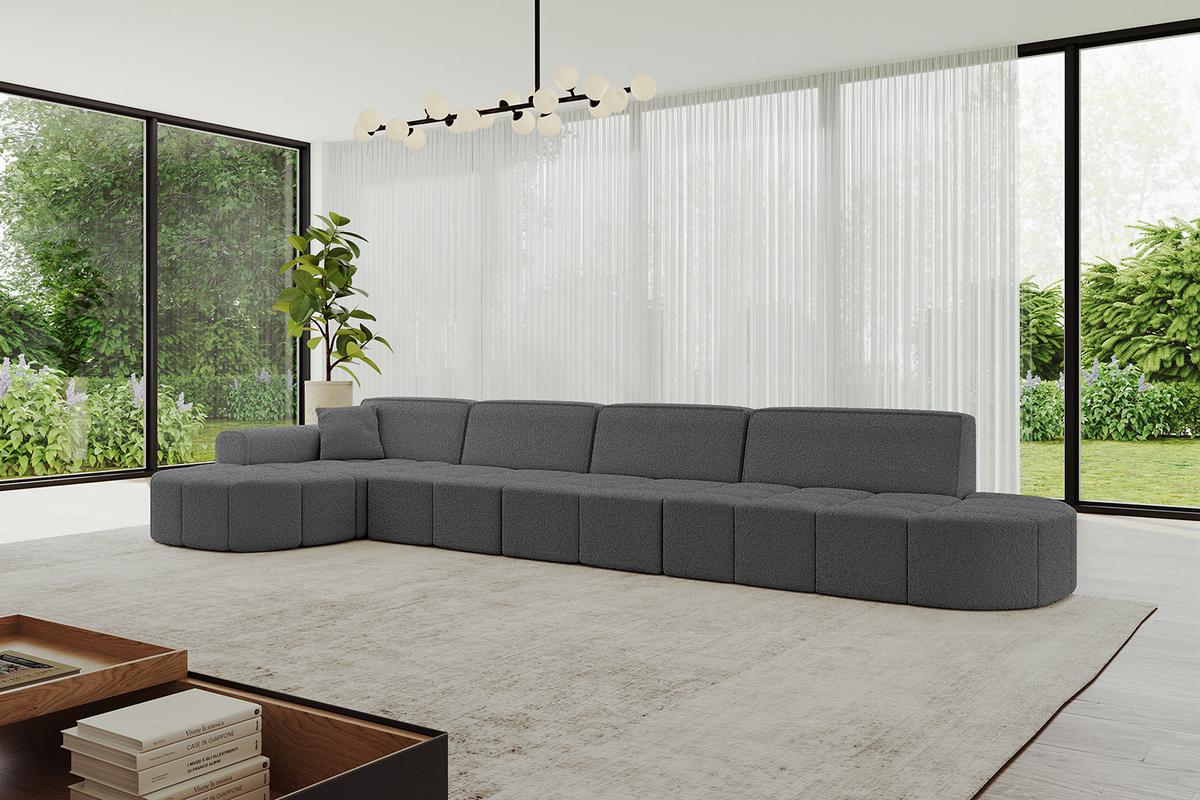 ECKSOFA Ottomane Links LIVO-L3 - 422x173x79,5 cm Grau - Grau, Holzwerkstoff/Textil (422/173cm) - ALTDECOR