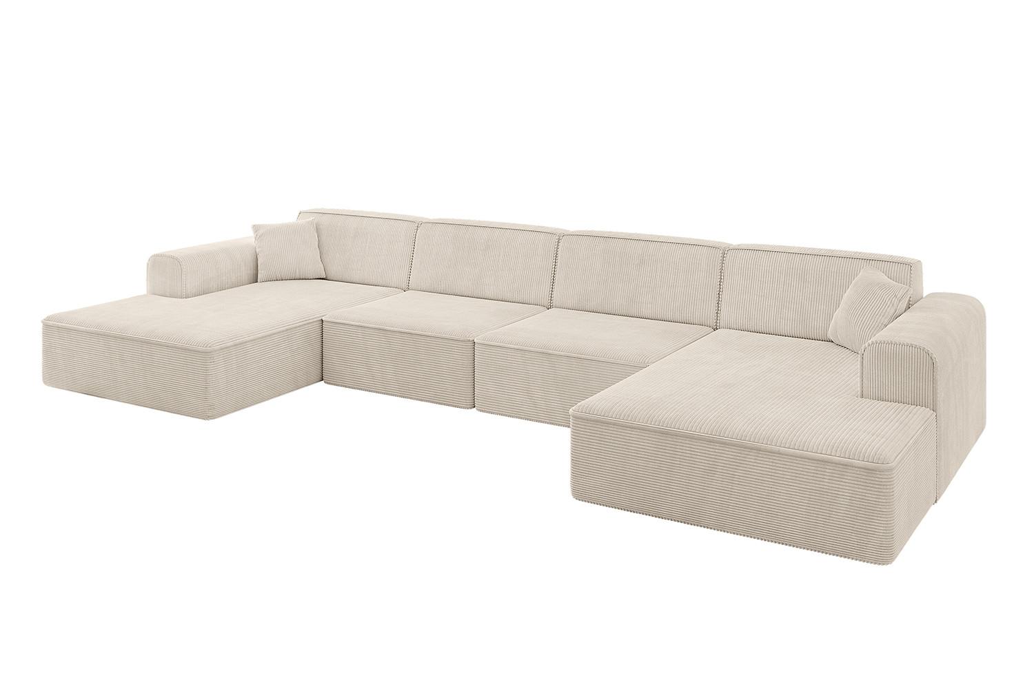 WOHNLANDSCHAFT IREA-U2-v3 - 386x165x77 cm Beige - Beige, Holzwerkstoff/Textil (386/77/165cm) - ALTDECOR