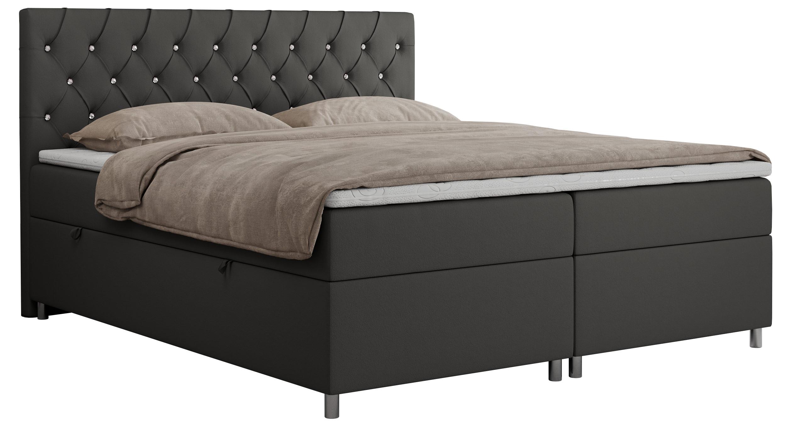 BOXBETT ROMA 120/200 - Dunkelgrau Kunstleder - H4 - Dunkelgrau, Holz/Textil (120/200cm)