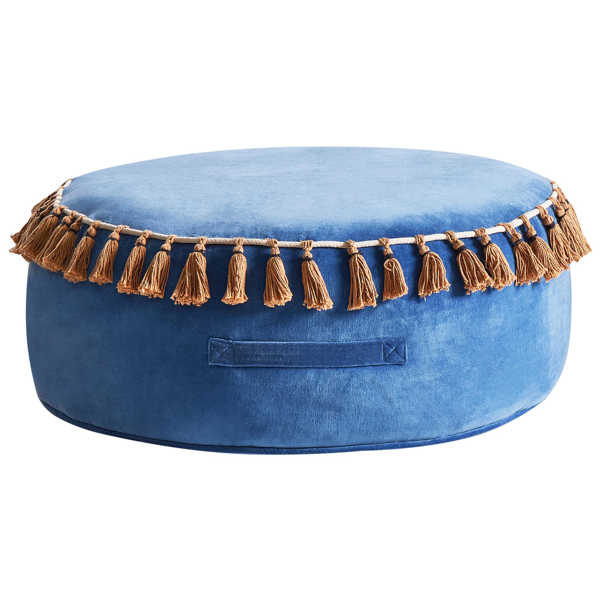 POUF Marineblau Gotha - Blau/Braun, Textil (60/25/60cm) - Beliani