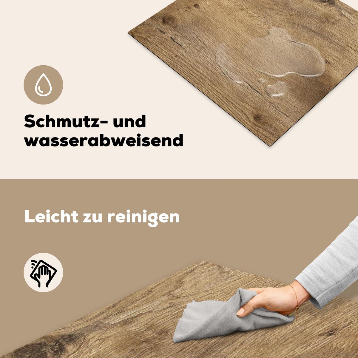 HERDABDECKPLATTE Holz - Braun - Holzoptik Herdabdeckung Induktionsfeld 60x52 cm - Eichefarben, Kunststoff (60/52/0.2cm) - MuchoWow