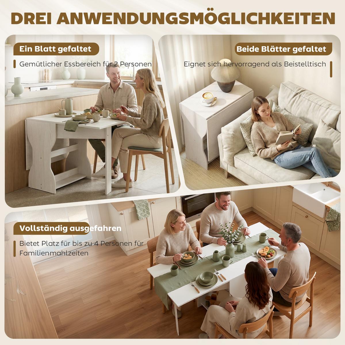 KLAPPTISCH Spanplatte Weiß - Weiß, Holzwerkstoff (160/60/75cm) - HOMCOM