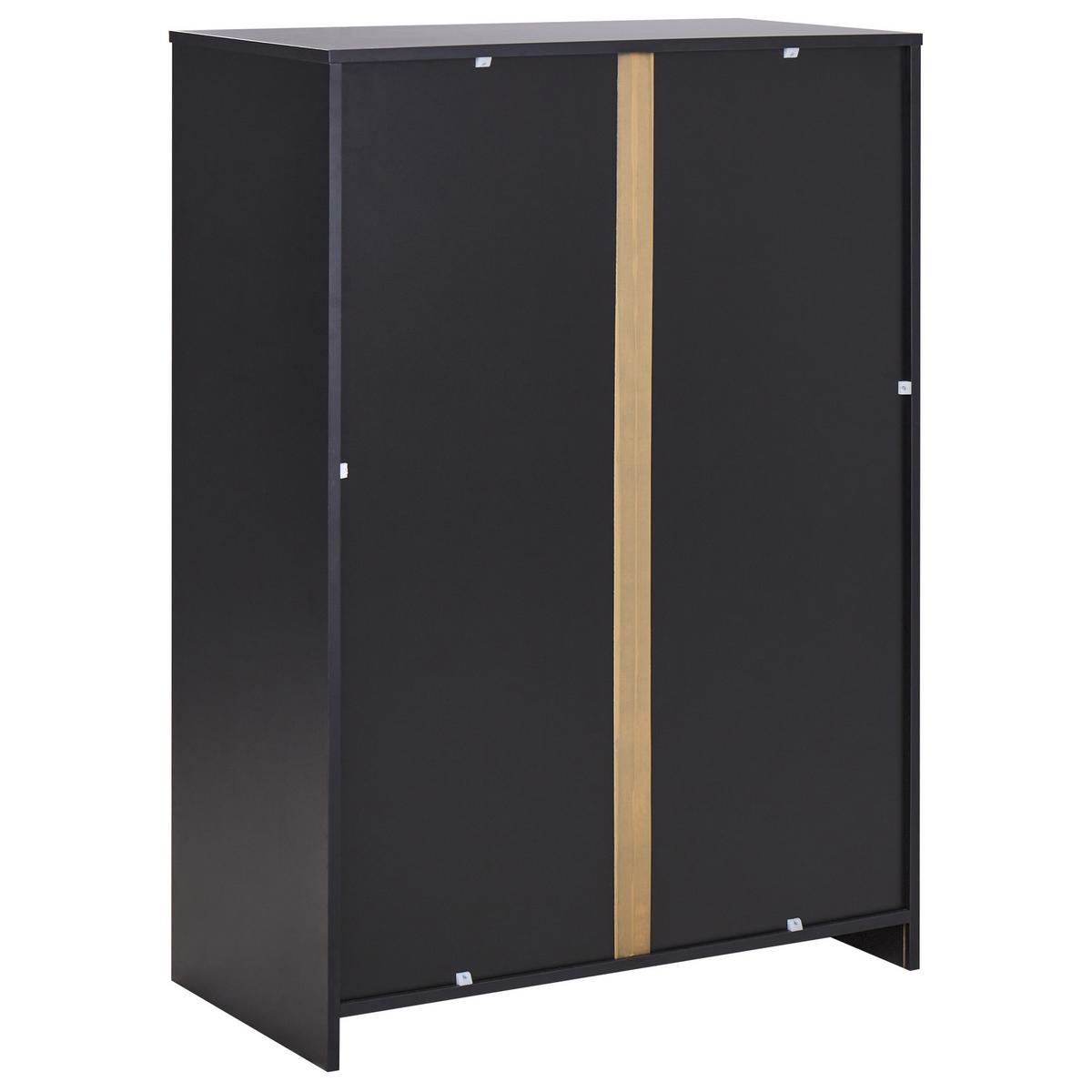 AKTENSCHRANK heller Holzfarbton/schwarz 117 cm 2 Türen offenes Ablagefach Zehna - Hellbraun/Schwarz, Holzwerkstoff (80/117/40cm) - Beliani