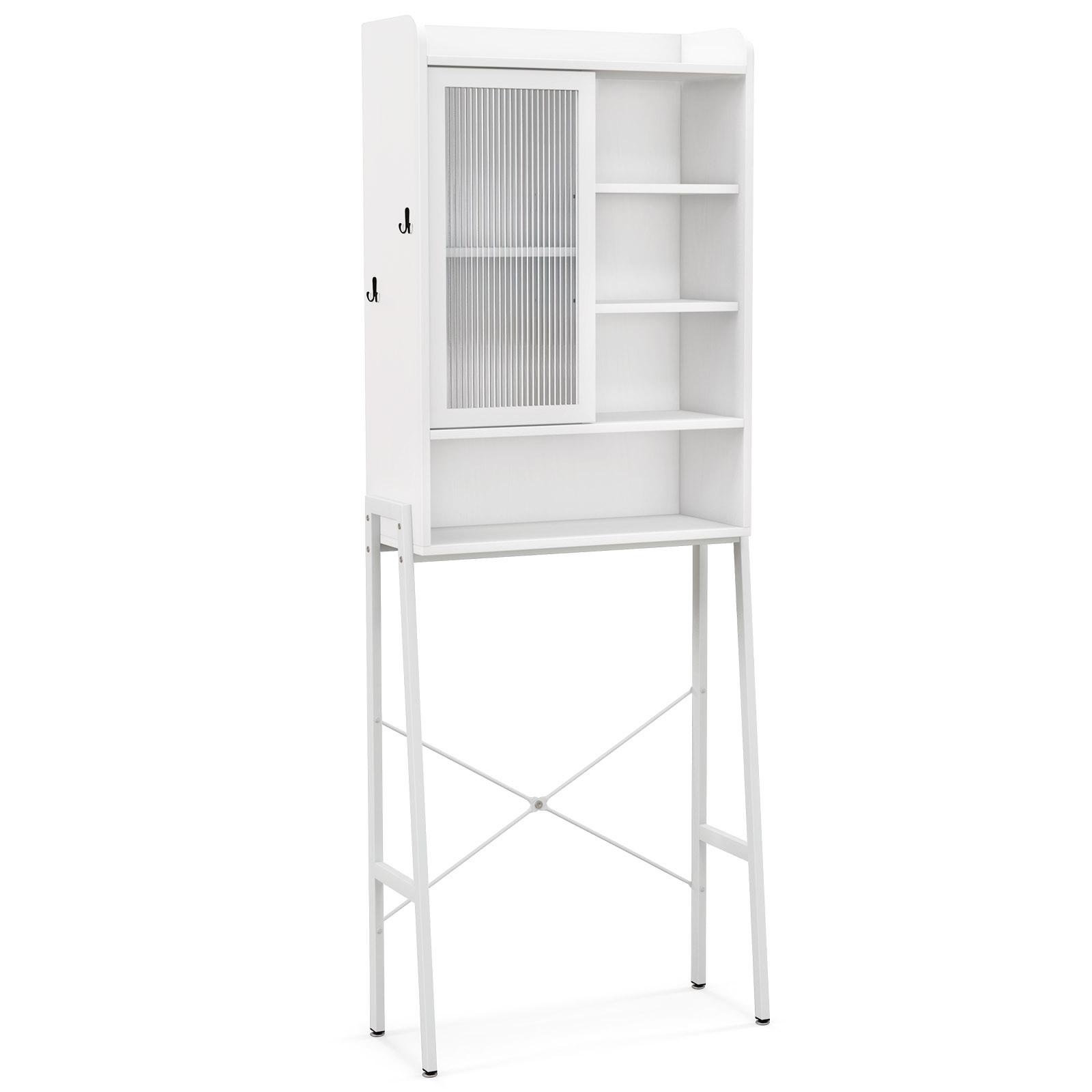 TOILETTENSCHRANK Weiß - Weiß, Holz (29/63/170cm) - COSTWAY