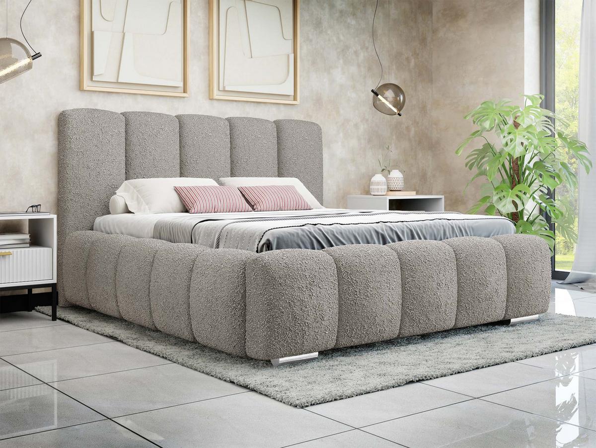 POLSTERBETT Wizko Boucle - Chromfarben/Naturfarben, Holz/Holzwerkstoff (160/200cm) - MIRJAN24