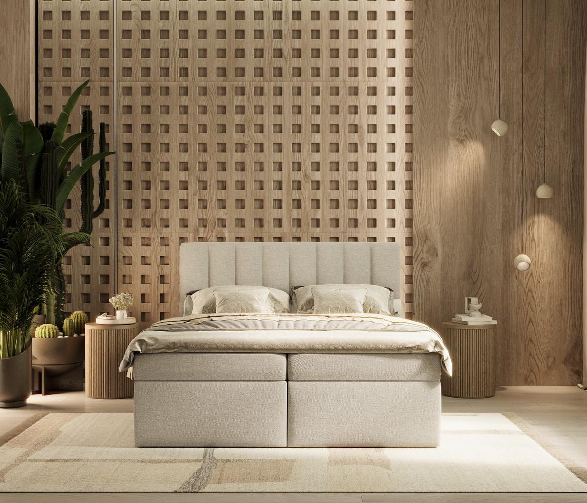 BOXBETT Amaro 140/200 cm Graubeige im Megan Stoff - Schwarz/Grau, Holz/Holzwerkstoff (140/200cm) - AltaBeds