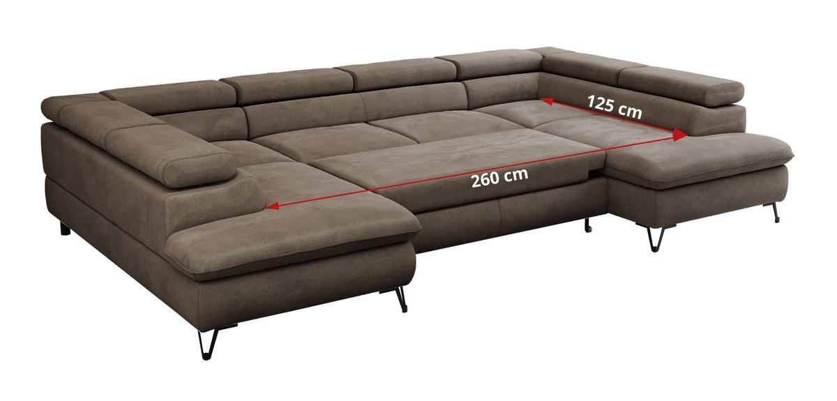 WOHNLANDSCHAFT PEDRO U Velvet Braun - Schwarz/Braun, Textil/Metall (346/76/208cm) - MKS