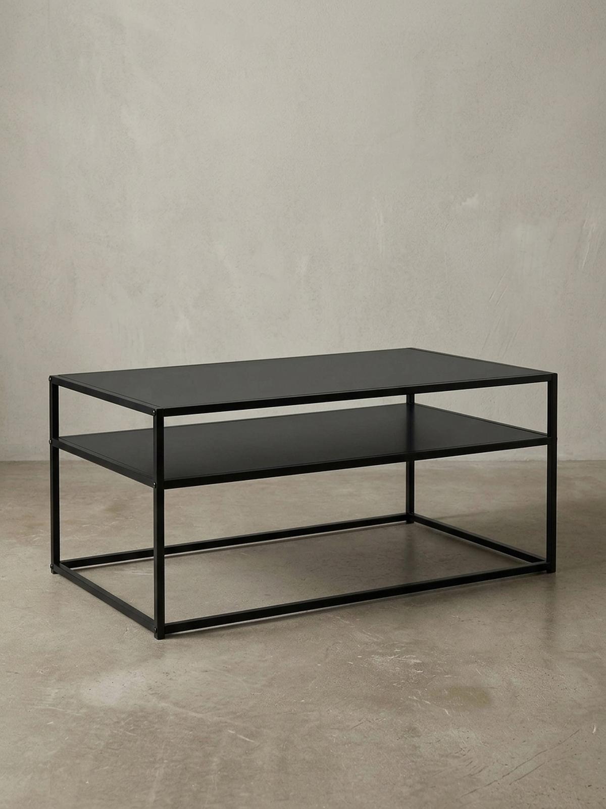COUCHTISCH Grau Metall, Industrial-Stil mit Stauraum, Robuste Verarbeitung, Maße: 100 x 60 x 45 cm - Schwarz, Metall (60/100/45cm) - KADIMA DESIGN