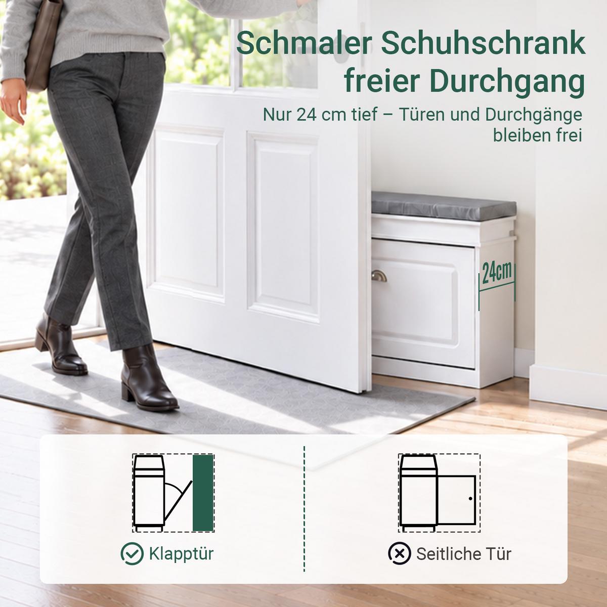 SCHUHBANK Weiß - Weiß, Holzwerkstoff (60/51/24cm) - SoBuy