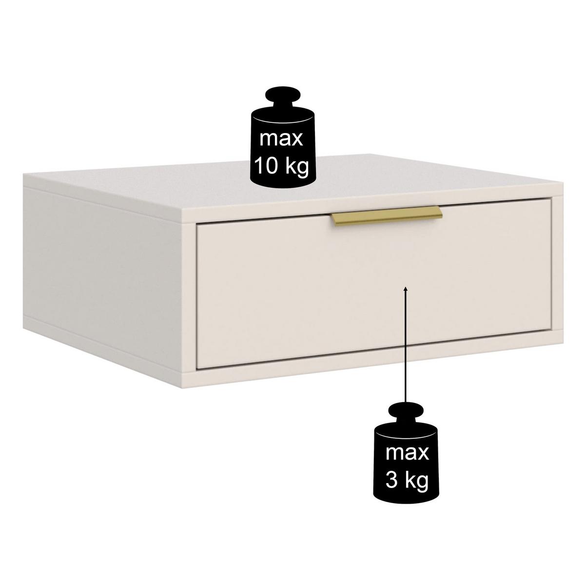 NACHTTISCH VENA kaschmir 50 cm - Kaschmir/Goldfarben, Holzwerkstoff/Kunststoff (50/20.2/37cm) - Selsey