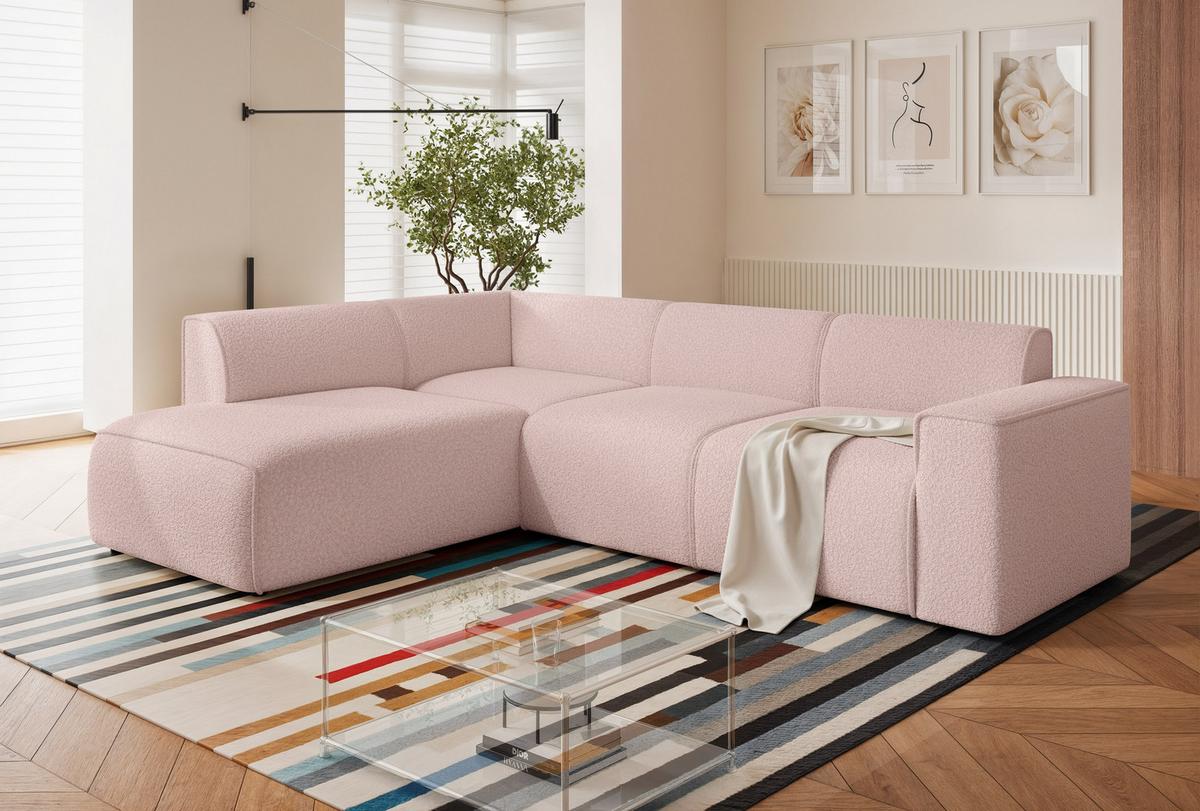 ECKSOFA ZAVO Links Feiner Mischstoff in Rosa - Rosa, Kunststoff/Textil (310/218cm) - Idohome