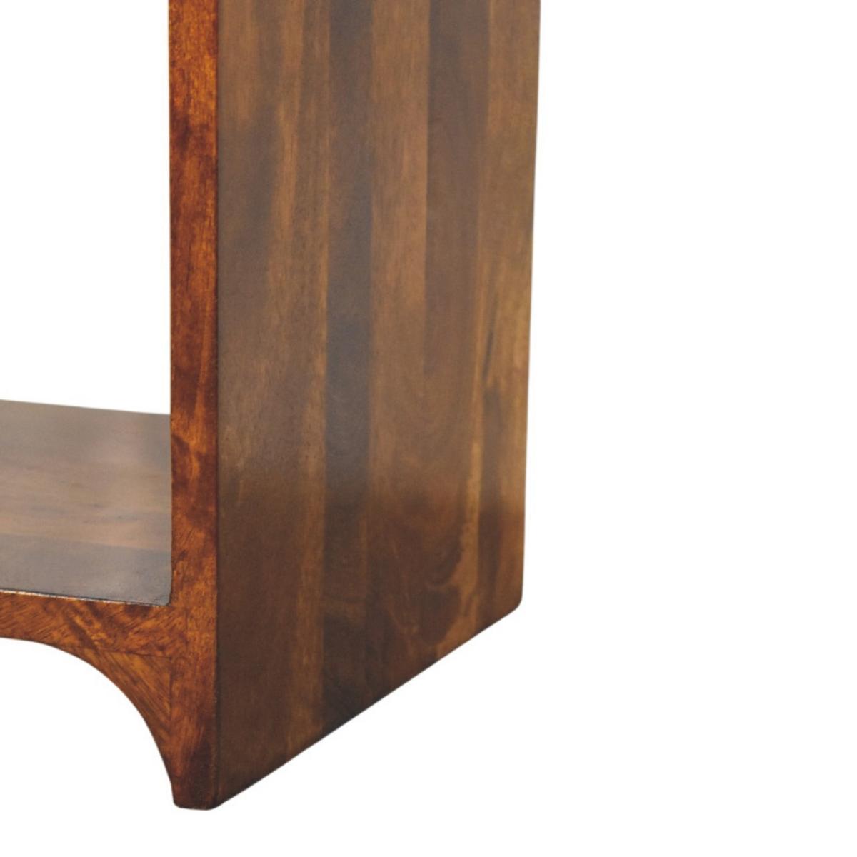 NACHTTISCH Massivholz Newton Mini Kastanienbraun, 1 Schublade und 1 Offenes Regal, Dunkelbraun - Dunkelbraun/Messingfarben, Mangoholz/Holz (30/40/30cm) - Artisan Furniture