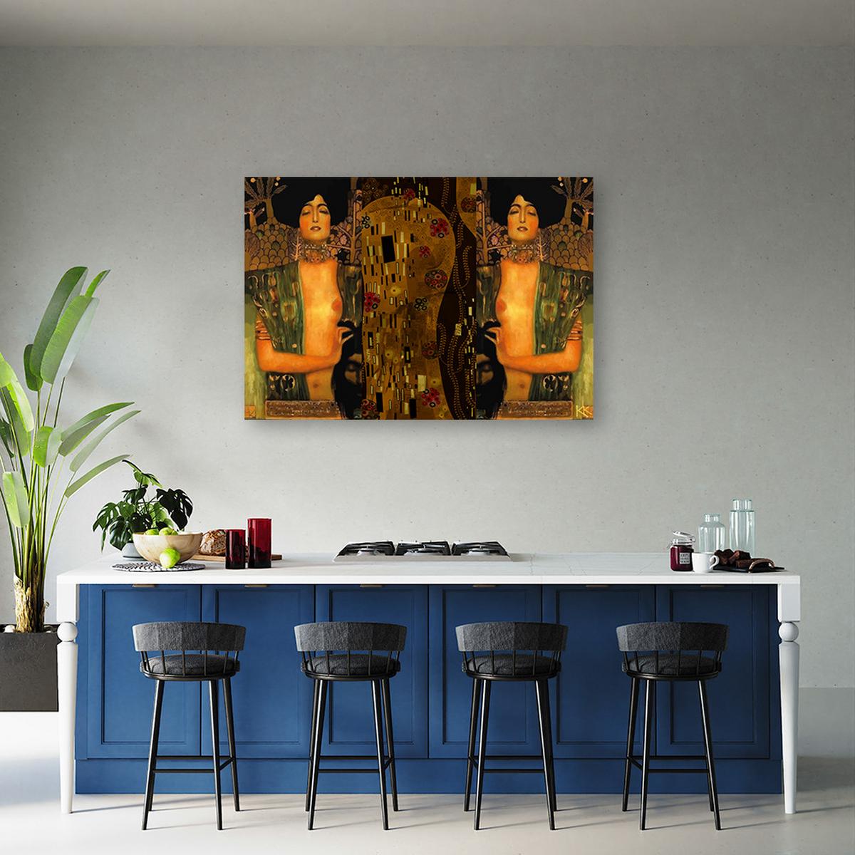 WANDBILD judith und holofernes gustav klimt - Beige, Textil (60/40cm) - Feeby
