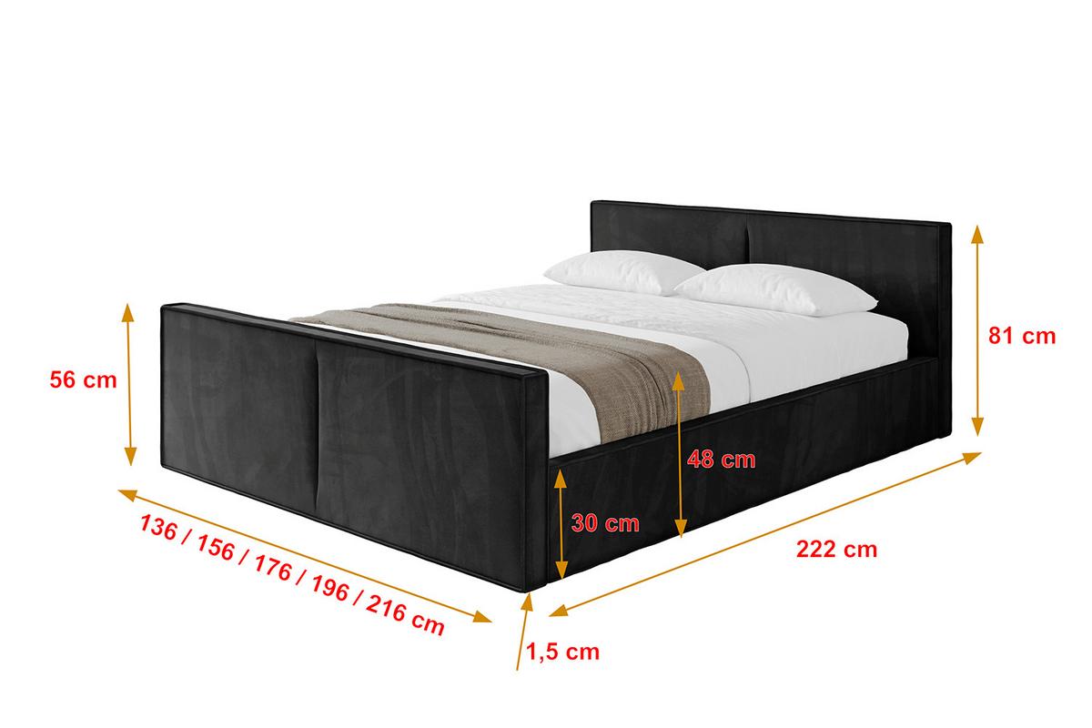 POLSTERBETT mit Bettkasten, Fußteil und Lattenrost, Boxbett mit Matratze H3/H4 - EMMI-Z-V1 180x200 Schwarz - Schwarz, Holzwerkstoff/Textil (180/200cm) - ALTDECOR