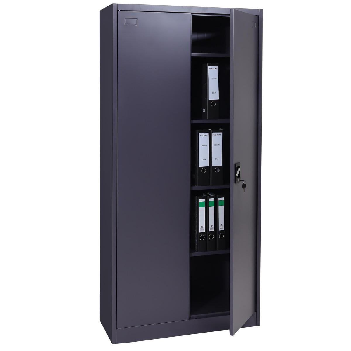 AKTENSCHRANK Grau - Grau, Metall (90/185/40cm) - MCW