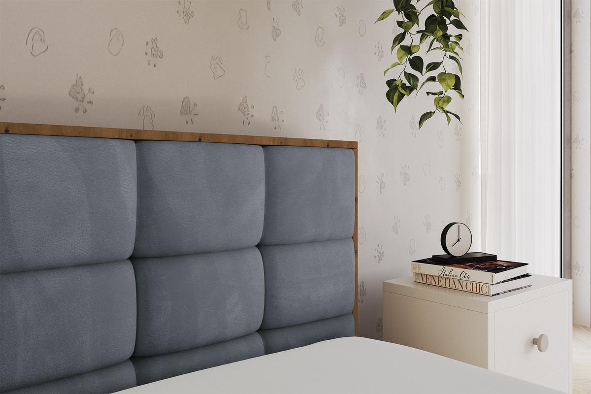 EINZELLBETT Jugendbett mit Bettkasten und Matratze H3/H4, Links - SOVY 90x200 Grau - Grau, Holzwerkstoff/Textil (90/200cm) - ALTDECOR