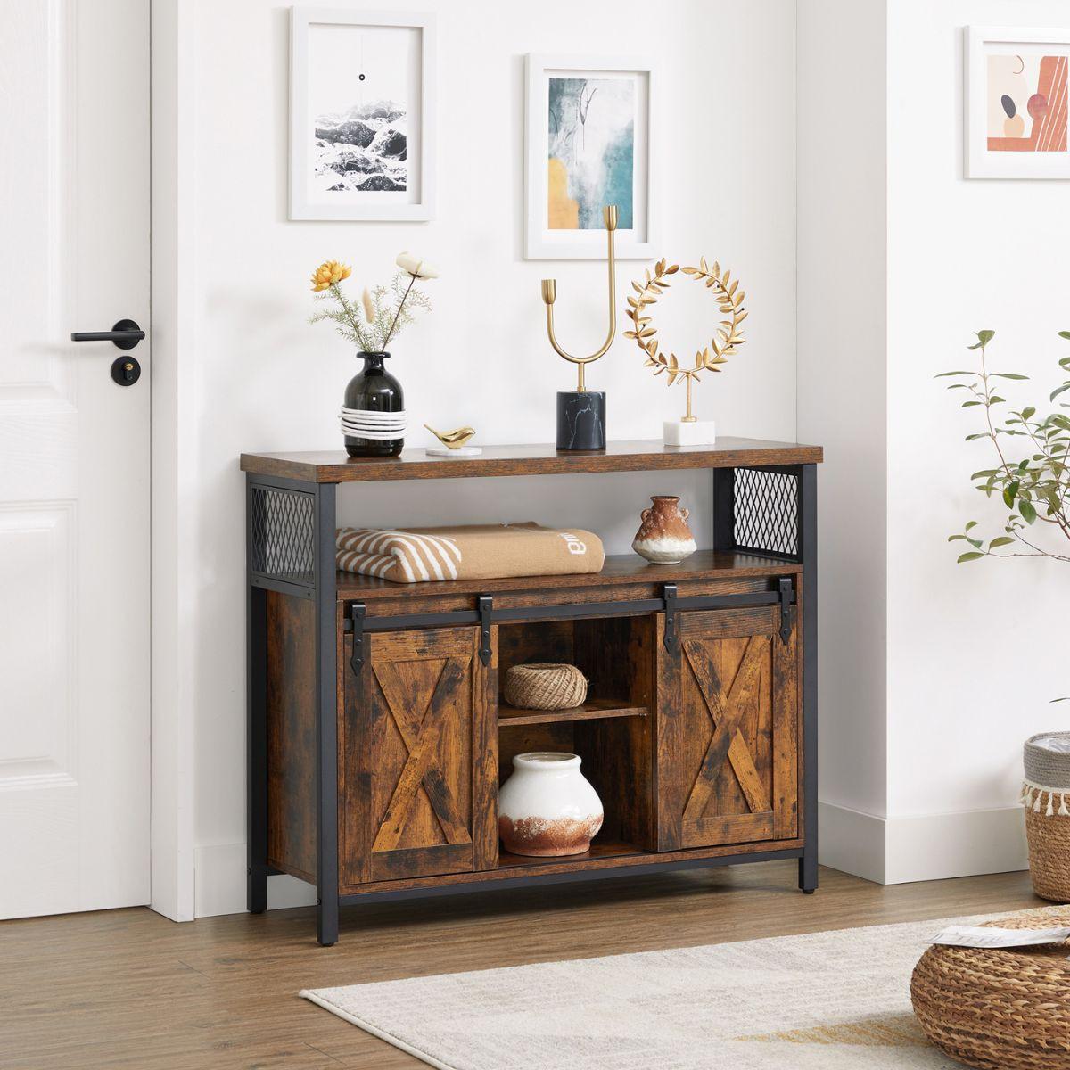 SIDEBOARD im Industriestil mit Schiebetüren - L100 cm - Braun, Holzwerkstoff (33/80/111.5cm) - Calicosy