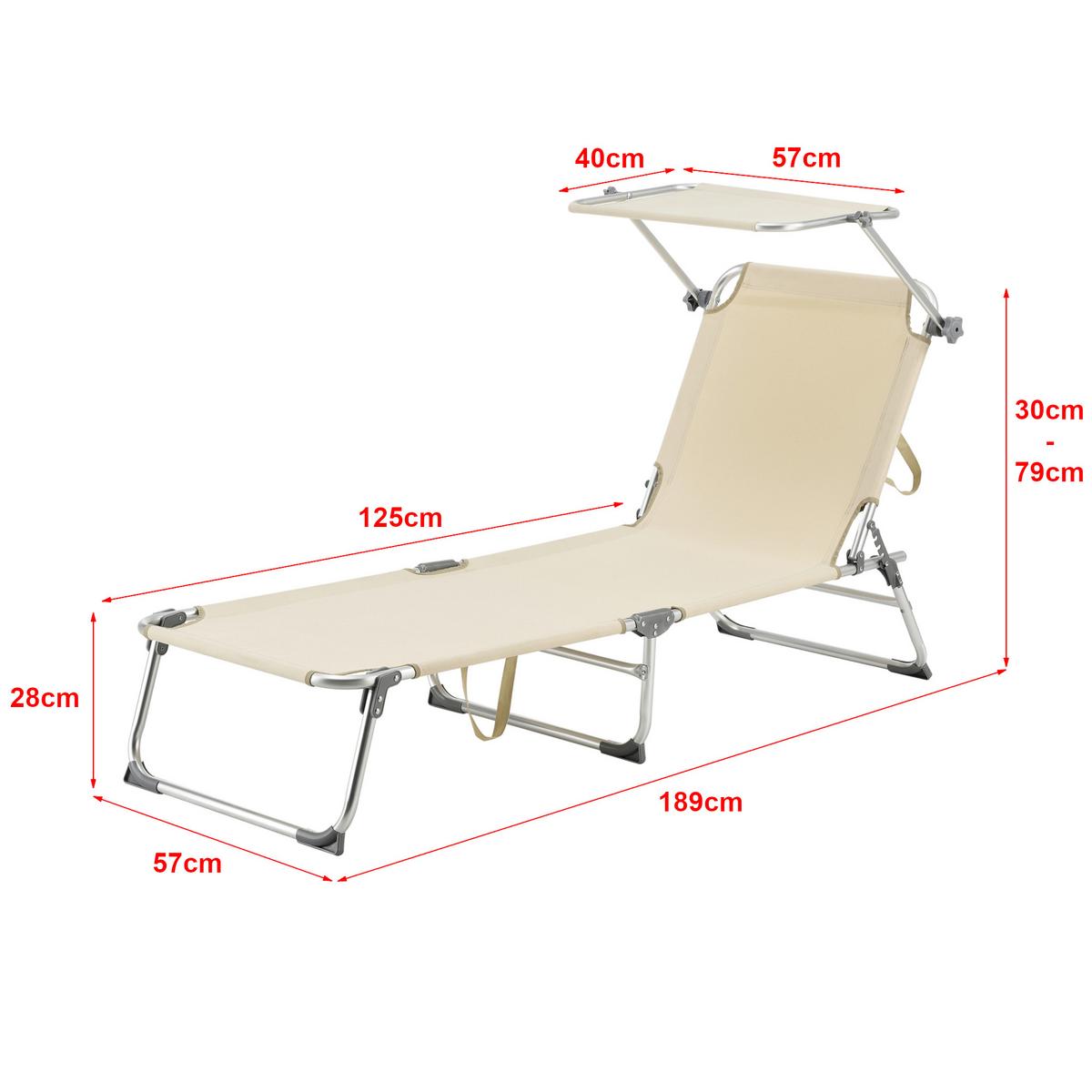 SONNENLIEGE Legorreta - Beige, Textil/Metall (189/28/57cm) - [en.casa]
