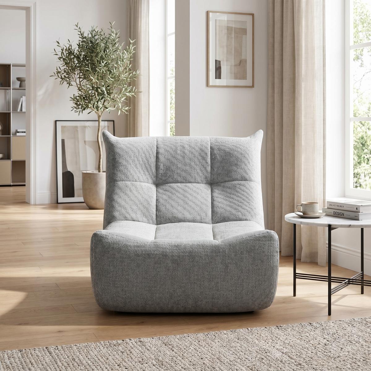 SITZSACK chenille grau togo stil & memory foam - Grau, Textil (76/67/98cm) - Urban Meuble