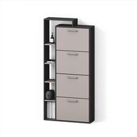 SCHUHKIPPER Ortello Anthrazit/Greige 80 x 166.1 cm mit 4 Fächern - Greige/Anthrazit, Holzwerkstoff (80/166.1/24.2cm) - Livinity®