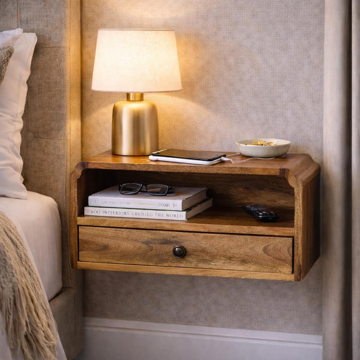 NACHTTISCH mit Eichenoptik-Finish, 1 Schublade, 1 offene Ablage, braun - Braun, Holz (45/24/32cm) - Artisan Furniture