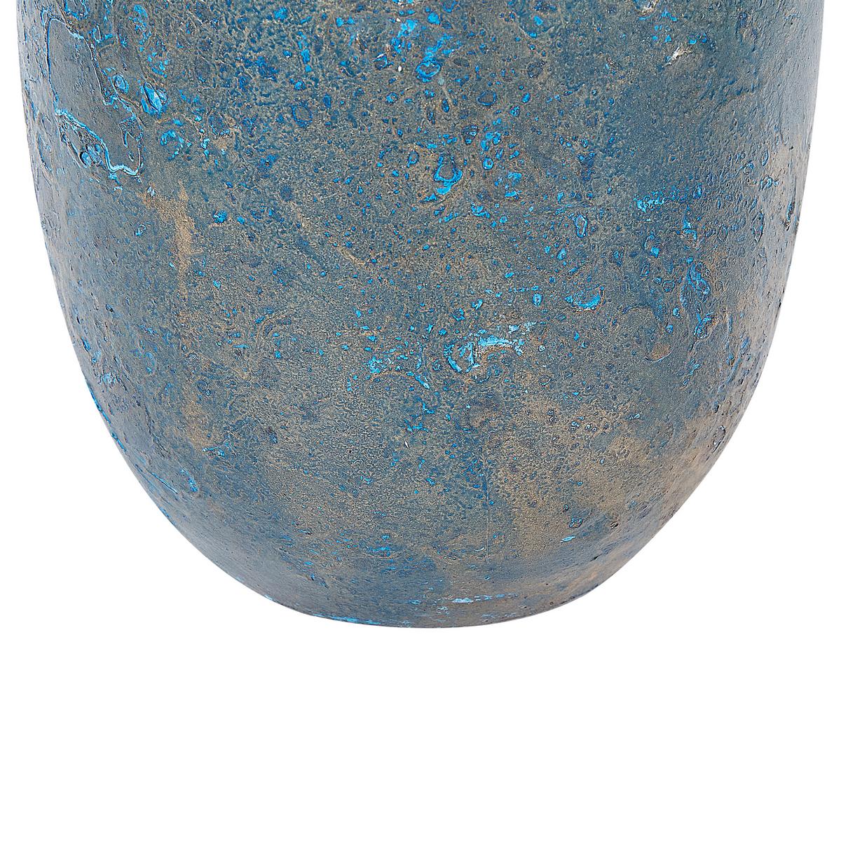 DEKOVASE Terrakotta blau Velia - Blau, Stein (50cm) - Beliani