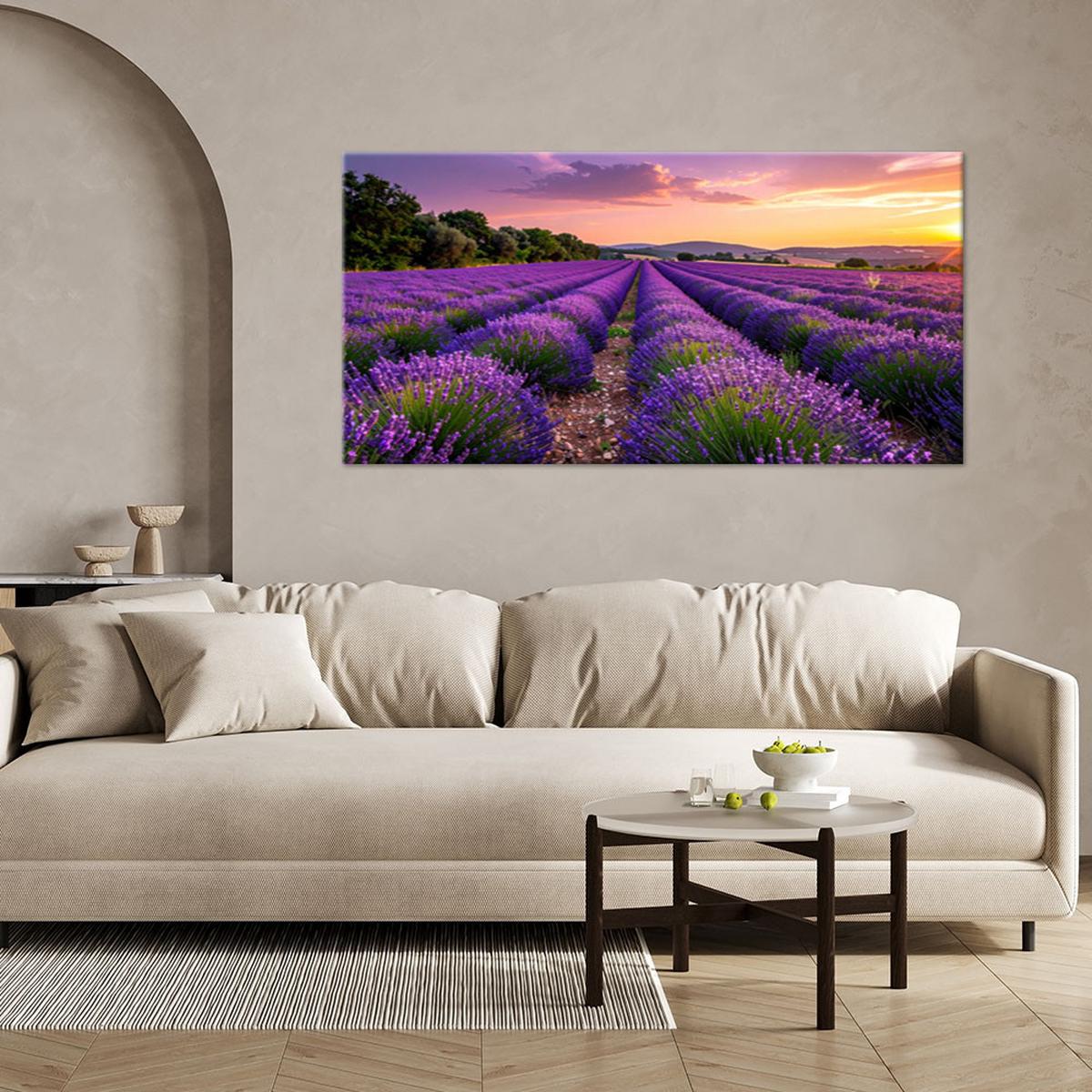 LEINWANDBILD Landschaften 100x50cm - Lila, Textil (100/50cm) - Feeby