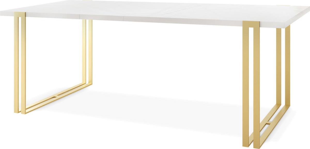 ESSTISCH Stella rechteckig ausziehbar, Weiß 160-260/90/76 cm - Goldfarben/Weiß, Holzwerkstoff/Metall (90/260/76cm) - WFL GROUP