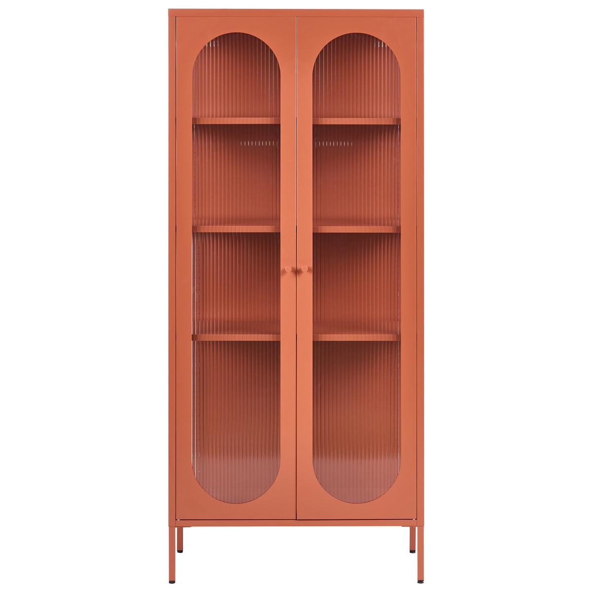 VITRINE mit Glastüren Metall 80 cm Goldbraun Foxton - Goldfarben/Braun, Metall (80/181/35cm) - Beliani
