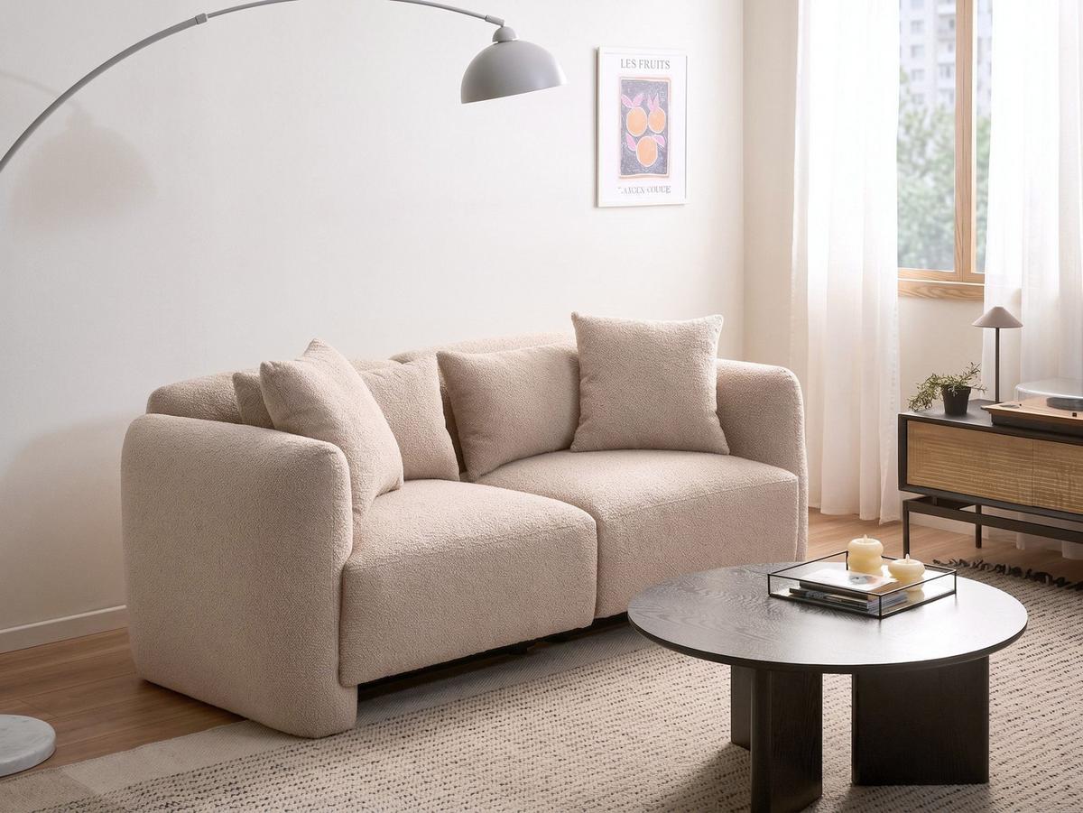 3-SITZER-SOFA Bouclé Beige Ekenes - Beige, Textil (182/72/90cm) - Beliani