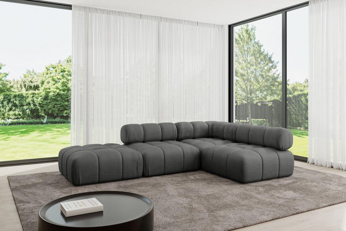 ECKSOFA modulares Sofa Favio-L1 - 285x190x70 cm Dunkelgrau Velours - Dunkelgrau, Holzwerkstoff/Textil (285/190cm) - ALTDECOR