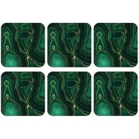 GLASUNTERSETZER 6er-Set Gold - Grün - Achatstein - Geode - Marmor Telleruntersetzer 10x10 cm - Smaragdgrün, Naturmaterialien (10/0.2cm) - MuchoWow