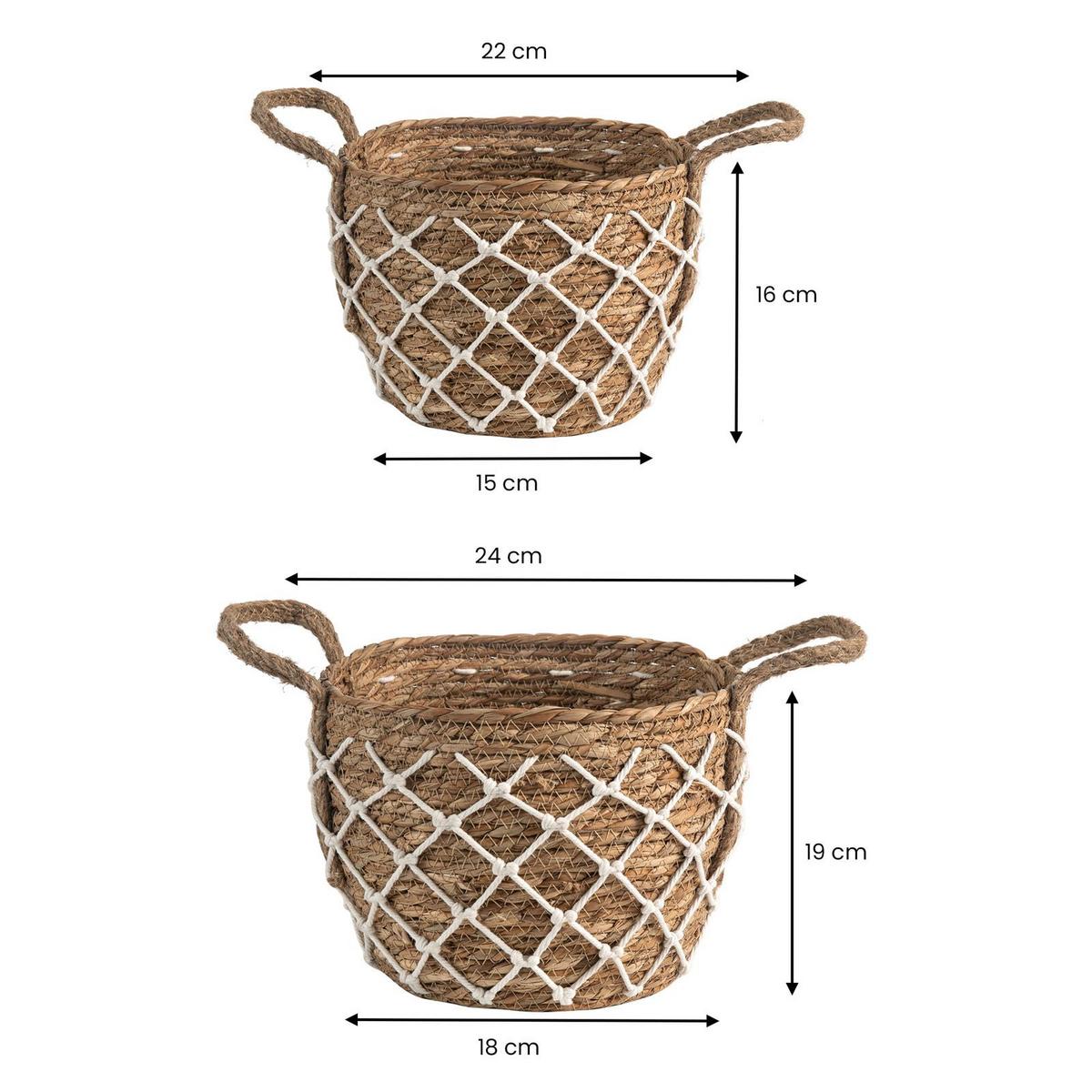 KÖRBE TAO 2er Set natur, weiß - Naturfarben, Naturmaterialen (24/19/24cm) - IDIMEX