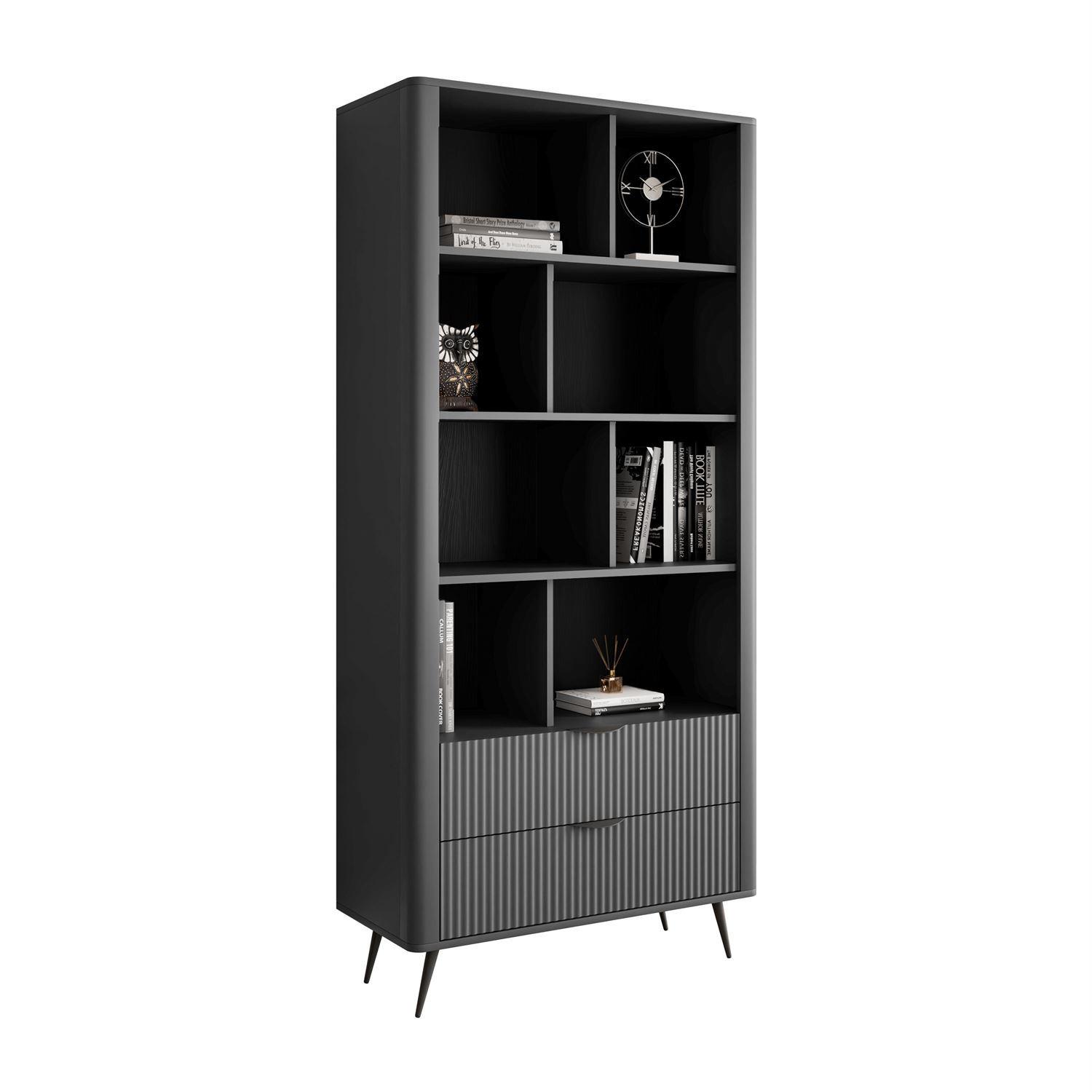 REGAL SCARLETT MIT SCHUBLADEN SCHWARZ - Schwarz, Holzwerkstoff (88/193.8/38cm) - Lookway