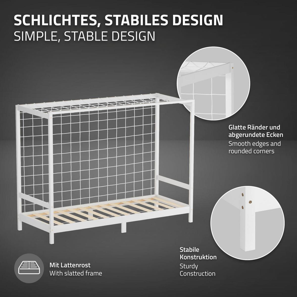KINDERBETT Fußballtor 90x200 cm Weiß - Weiß, Holz (90/200cm) - ML-DESIGN