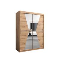 SCHWEBETÜRENSCHRANK 200/150/62 2-türig - Silberfarben/Eiche Artisan, Holz/Kunststoff (150/200/62cm) - MÖBEL KRYSPOL