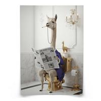 POSTER für WC Badezimmer LAMA mit Zeitung auf Toilette Abstraktion Glamour 20x30cm - Beige/Schwarz, Papier (20/30/30cm) - Muralo