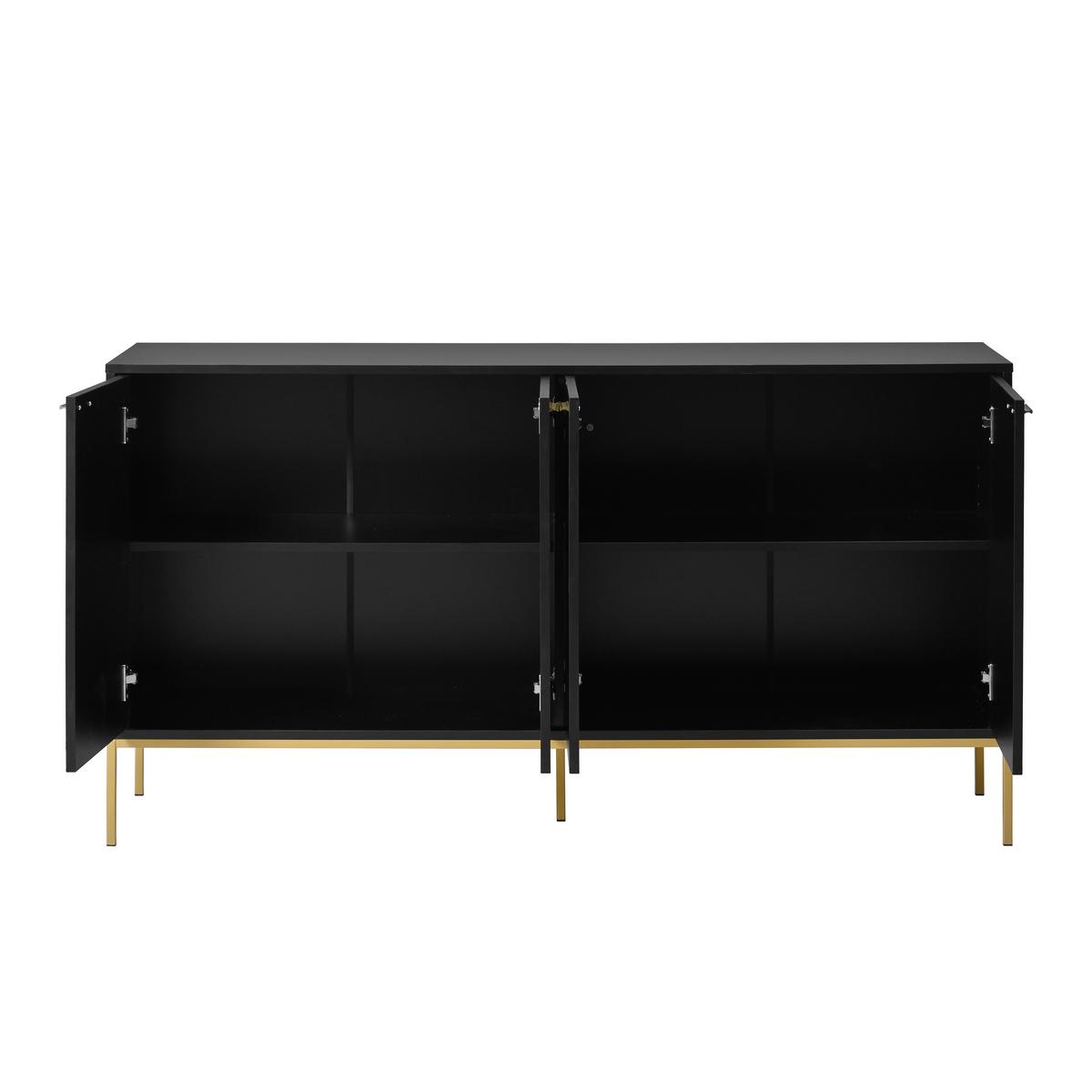 SIDEBOARD Schwarz mit Goldenen Akzenten, 150/40/80cm - Buchefarben, Holzwerkstoff (150/80/40cm) - Urban Meuble