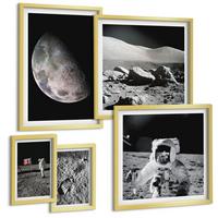 BILDER SET 5er Set - 50x50 cm & 20x30 cm & 40x60 cm Goldrahmen - Gemälde von Zitronenbäumen - Goldfarben, Kunststoff (40/60cm) - TULUP